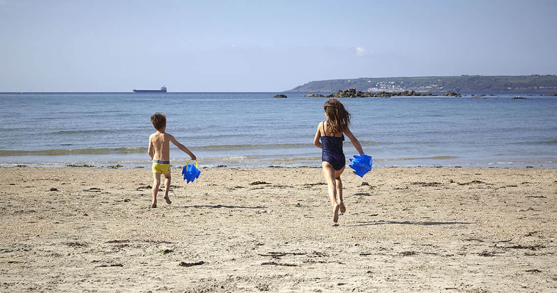 Children on the Marazion beach