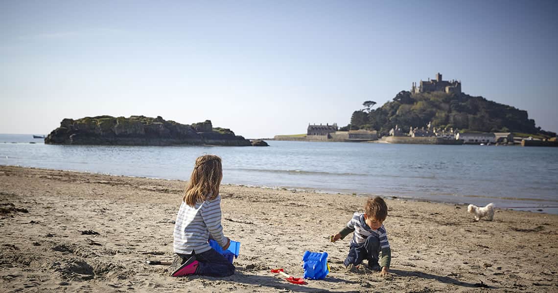 Children on the beach at Marazion